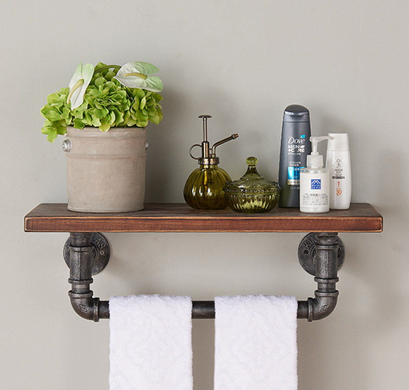 Trent Austin Design Industrial Wood and Metal Floating Wall Shelf & Reviews Wayfair